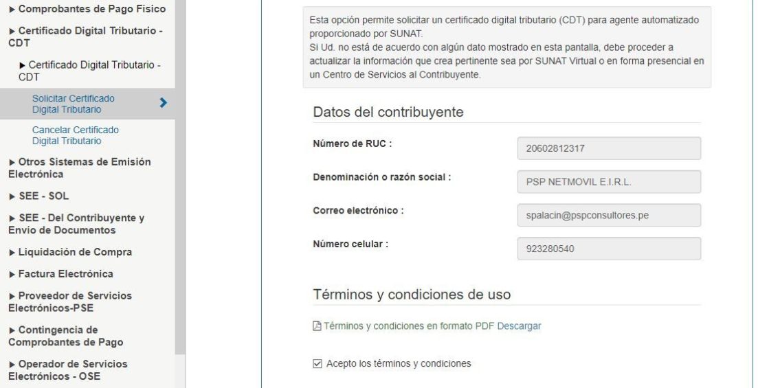 Solicitud CDT Certificado Digital